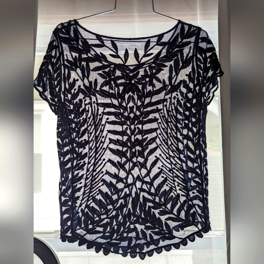 Embroidered Sheer Top